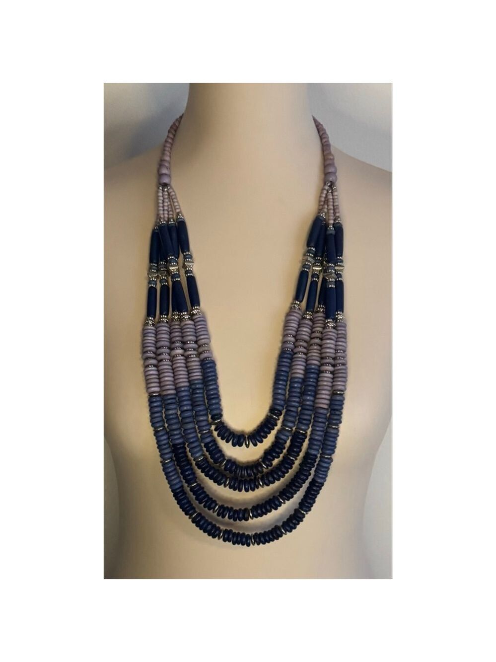 Women's Chico's One Size Blue Purple Multi-Strand Beaded Necklace